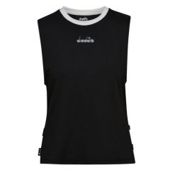 Koszulka damska DIADORA L. TANK BE ONE. Czarne bluzki damskie Diadora, l, bez wzorów, bez kołnierzyka, bez ramiączek. Za 55.99 zł.