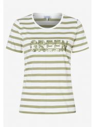 More & More Koszulka w kolorze biało-oliwkowym rozmiar: 40. Białe bluzki damskie More & More, bez wzorów, bez kołnierzyka, bez ramiączek. Za 144.92 zł.