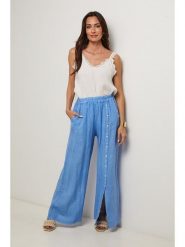 Le Monde du Lin Lniane spodnie w kolorze niebieskim rozmiar: 34/36. Niebieskie spodnie materiałowe damskie Le Monde du Lin, bez wzorów, ze lnu. Za 143.99 zł.