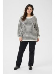 KAFFE curve Sweter w kolorze biało-czarnym rozmiar: S. Białe swetry klasyczne damskie KAFFE curve, s, bez kołnierzyka. Za 86.99 zł.