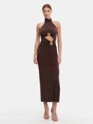 BARDOT Sukienka wieczorowa 59824DB Brązowy Slim Fit. Brązowe sukienki damskie Bardot, bez wzorów, z syntetyku, wizytowe, bez ramiączek. Za 339.99 zł.