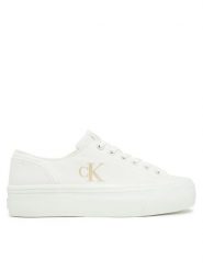 Calvin Klein Jeans Tenisówki Vulc Flatform Low Cv Mg YW0YW01763 Biały. Białe obuwie sportowe damskie Calvin Klein Jeans, bez wzorów, z jeansu, bez zapięcia. Za 189.99 zł.