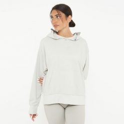 Unisex bluza z kapturem F BOXY jasnoszara. Szare bluzy damskie LEGEA, l, bez wzorów, z bawełny, z kapturem. Za 96.00 zł.