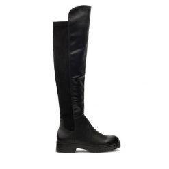 Kozaki DeeZee. Czarne kozaki damskie DeeZee, bez obcasa, na płaskiej podeszwie, bez zapięcia. Za 151.99 zł.