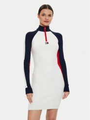 Tommy Jeans Sukienka dzianinowa Colorblock Rib Sweater Dress DW0DW18701 Biały Slim Fit. Białe sukienki damskie Tommy Jeans, bez wzorów, z dzianiny, bez ramiączek. Za 319.99 zł.