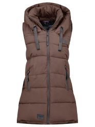 Geographical Norway Kamizelka pikowana "Dolbar" w kolorze ciemnobrązowym rozmiar: L. Brązowe kamizelki damskie Geographical Norway, l, bez wzorów, bez kaptura. Za 192.33 zł.