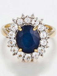 DIAMANTA Złoty pierścionek "Soleil Bleu" z topazami i szafirem rozmiar: 56. Niebieskie pierścionki damskie DIAMANTA, z szafirem, złote. Za 2,137.26 zł.