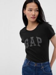 GAP Koszulka w kolorze czarnym rozmiar: L. Czarne bluzki damskie GAP, l, bez wzorów, z bawełny, bez kołnierzyka, bez ramiączek. Za 87.95 zł.