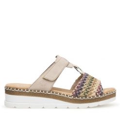 Klapki Rieker. Klapki damskie Rieker, bez wzorów, bez obcasa, bez zapięcia. Za 299.99 zł.
