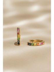 ATELIER DU DIAMANT Złote kolczyki-kreole "Colorful Love" z szafirami rozmiar: onesize. Żółte kolczyki damskie ATELIER DU DIAMANT, z szafirem, złote. Za 1,130.99 zł.