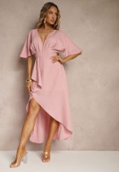 Różowa Asymetryczna Sukienka Koktajlowa Vices Ozdobiona Falbanką Nelioraia. Czerwone sukienki damskie Renee, z aplikacjami, z zamszu, eleganckie, bez ramiączek. W wyprzedaży za 111.99 zł.