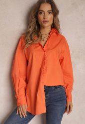 Pomarańczowa Koszula Bawełniana Aquida. Brązowe koszule damskie Renee, l, bez wzorów, z bawełny, bez kołnierzyka, bez ramiączek. Za 79.99 zł.