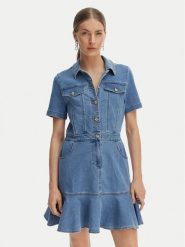 Morgan Sukienka jeansowa 261-RIGHT Niebieski Slim Fit. Niebieskie sukienki damskie Morgan, bez wzorów, z bawełny, bez ramiączek. Za 399.99 zł.