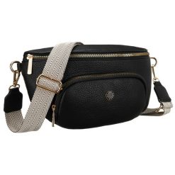 Miejska, czarna nerka damska ze skóry ekologicznej zawieszona na regulowanym pasku - Peterson. Czarne nerki i saszetki damskie Peterson, bez wzorów, ze skóry ekologicznej. Za 70.00 zł.