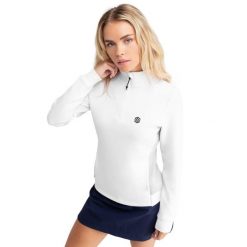 Bluza golfowa damska Caddy. Białe bluzy damskie SIROKO, l, bez wzorów, z materiału, bez kaptura. W wyprzedaży za 182.95 zł.