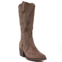 Kozaki ażurowe kowbojki fango eVento 595. Kozaki damskie eVento, ze skóry ekologicznej, bez obcasa, bez zapięcia. Za 179.99 zł.
