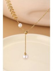 Atelier MIU Pozłacany naszyjnik z elementami ozdobnymi - dł. 50 cm rozmiar: onesize. Białe naszyjniki damskie atelier MIU, z perłą, pozłacane. Za 39.99 zł.