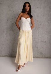Żółta Spódnica High Waist Zdobiona Drobnym Plisowaniem Aniope. Żółte spódnice damskie Renee, na co dzień, m, z aplikacjami, casualowe, maxi. Za 119.99 zł.