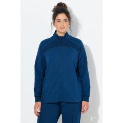 Damskie Bluza rozpinana wstawki prążkowane stójka długi rękaw. Niebieskie bluzy damskie Ulla Popken, plus size, bez wzorów, z bawełny, bez kaptura. W wyprzedaży za 191.99 zł.