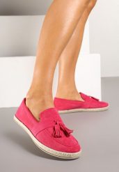 Fuksjowe Espadryle z Ozdobnymi Chwostami Varilia. Czerwone espadryle damskie Born2be, bez wzorów, z jeansu, bez obcasa, na płaskiej podeszwie. Za 54.99 zł.