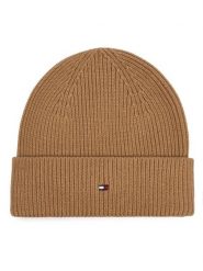 Tommy Hilfiger Czapka Flag AW0AW19102 Beżowy. Brązowe czapki damskie Tommy Hilfiger, na zimę, bez wzorów. Za 189.99 zł.