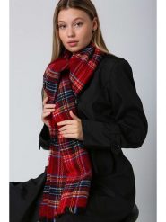 Lucky Bees Szal w kolorze czerwono-granatowym - 180 x 70 cm rozmiar: onesize. Czerwone szaliki damskie Lucky Bees, bez wzorów, z materiału. Za 43.99 zł.