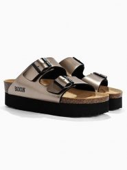 BACKSUN Skórzane klapki "Maldives" w kolorze jasnobrązowym rozmiar: 38. Brązowe klapki damskie Backsun, bez wzorów, z materiału, z otwartym noskiem, bez obcasa, na platformie, bez zapięcia. Za 130.99 zł.