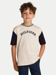 Tommy Hilfiger T-Shirt Monotype Graphic KB0KB09360 Beżowy Regular Fit. Brązowe t-shirty i koszulki chłopięce Tommy Hilfiger, bez wzorów, z bawełny, bez kołnierzyka, bez ramiączek. Za 99.99 zł.