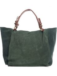 Anna Morellini Skórzany shopper bag w kolorze zielono-brązowym - 45 x 50 x 20 cm rozmiar: onesize. Zielone shopper bag Anna Morellini, bez wzorów, z materiału, na ramię, bez dodatków. Za 342.91 zł.