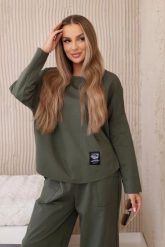 Komplet new punto bluza + spodnie khaki. Brązowe bluzy damskie KESI, l, bez wzorów, z bawełny, bez kaptura. Za 347.13 zł.