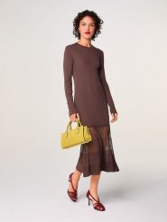 Rodier Sukienka w kolorze brązowym rozmiar: L. Brązowe sukienki damskie Rodier, bez wzorów, prążkowane, bez ramiączek. Za 478.99 zł.