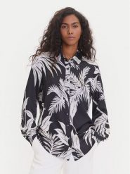 Guess Koszula W5YH03 WF1T2 Czarny Regular Fit. Czarne koszule damskie Guess, xs, z aplikacjami, z syntetyku, bez kołnierzyka, bez ramiączek. Za 289.99 zł.