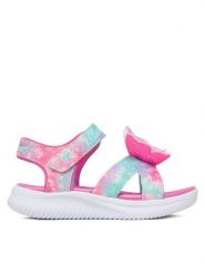 Skechers Sandały Jumpsters Sandal - Butterfly Brites 303109L/PKMT Różowy. Czerwone sandały dziewczęce Skechers, z materiału, bez obcasa, bez zapięcia. Za 199.99 zł.