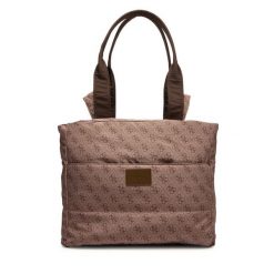 Torebka Guess. Brązowe shopper bag Guess, z aplikacjami, bez dodatków. Za 299.99 zł.