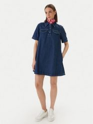 Tommy Jeans Sukienka jeansowa DW0DW22989 Granatowy Regular Fit. Niebieskie sukienki damskie Tommy Jeans, bez wzorów, z bawełny, bez ramiączek. Za 409.99 zł.