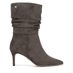 Botki Nine West. Szare botki damskie Nine West, bez obcasa, na szpilce, bez zapięcia. Za 299.99 zł.