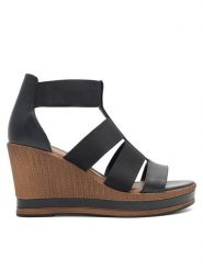 Lasocki Sandały CORTE WI23-CORTE-01 Czarny. Czarne sandały damskie Lasocki, bez wzorów, z materiału, bez obcasa, na koturnie, bez zapięcia. Za 189.99 zł.