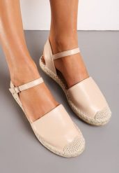 Beżowe Espadryle na Płaskiej Plecionej Podeszwie i Zakrytym Noskiem Clamirond. Brązowe espadryle damskie Renee, bez wzorów, bez obcasa, na płaskiej podeszwie. Za 59.99 zł.
