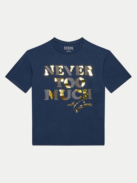 Guess T-Shirt J4YI41 K6YW4 Niebieski Regular Fit. Niebieskie koszulki i t-shirty dziewczęce Guess, z aplikacjami, z bawełny, bez kołnierzyka, bez ramiączek. Za 69.99 zł.