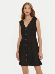Guess Sukienka koktajlowa Doris W4BK11 WGIF2 Czarny Slim Fit. Czarne sukienki damskie Guess, z aplikacjami, z wiskozy, wizytowe, bez ramiączek. Za 299.99 zł.