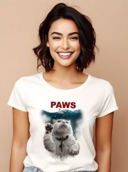 WOOOP Koszulka "Paws" w kolorze białym rozmiar: S. Białe koszulki damskie Wooop, s, bez wzorów, z bawełny, bez kołnierzyka, bez ramiączek. Za 56.99 zł.