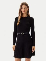 Guess Sukienka dzianinowa W5BK68 Z2YJ2 Czarny Slim Fit. Czarne sukienki damskie Guess, z aplikacjami, z dzianiny, bez ramiączek. Za 419.99 zł.