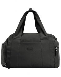 Torba sportowa WINGS SOLENNE z kieszenią na buty i pasem na walizkę BLACK. Czarne torby podróżne Wings, bez wzorów, z materiału. Za 129.90 zł.