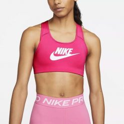 Stanik Sportowy Damski Nike Swoosh Futura. Czerwone biustonosze sportowe damskie Nike, bez wzorów. Za 123.20 zł.