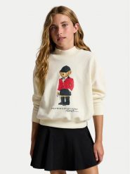 Polo Ralph Lauren Bluza 313B28482001 Kremowy Boxy Fit. Białe bluzy dziewczęce Polo Ralph Lauren, bez wzorów, z syntetyku, bez ramiączek, bez kaptura. Za 549.99 zł.