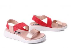 WONDERS C-6553 rame, sandały damskie. Czerwone sandały damskie Wonders, bez wzorów, bez obcasa, bez zapięcia. Za 529.90 zł.