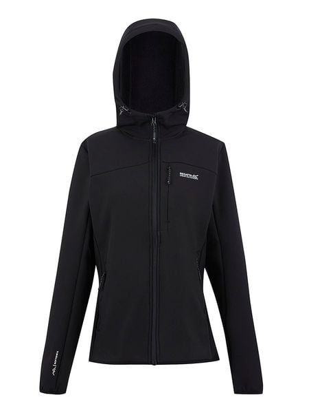 Regatta Kurtka softshellowa "Ossek" w kolorze czarnym rozmiar: 40. Czarne kurtki sportowe damskie Regatta, bez wzorów, z materiału, bez kaptura. Za 188.40 zł.