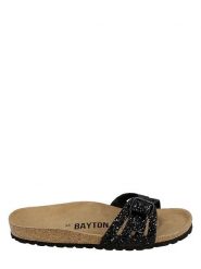BAYTON Klapki "Athena" w kolorze czarnym rozmiar: 38. Czarne klapki damskie Bayton, bez wzorów, z otwartym noskiem, bez obcasa, bez zapięcia. Za 184.95 zł.