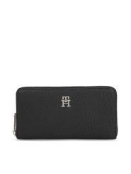 Tommy Hilfiger Portfel Th Emblem Large Za AW0AW15181 Czarny. Czarne portfele damskie Tommy Hilfiger, bez wzorów, ze skóry. Za 229.99 zł.