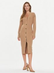 Boss Sukienka dzianinowa Forige 50493829 Beżowy Slim Fit. Brązowe sukienki damskie Boss, bez wzorów, z dzianiny, bez ramiączek. Za 1,589.00 zł.
